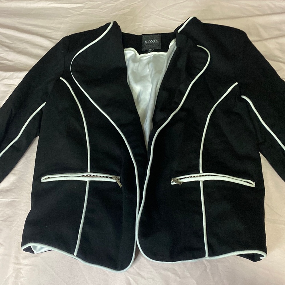 Black and white blazer